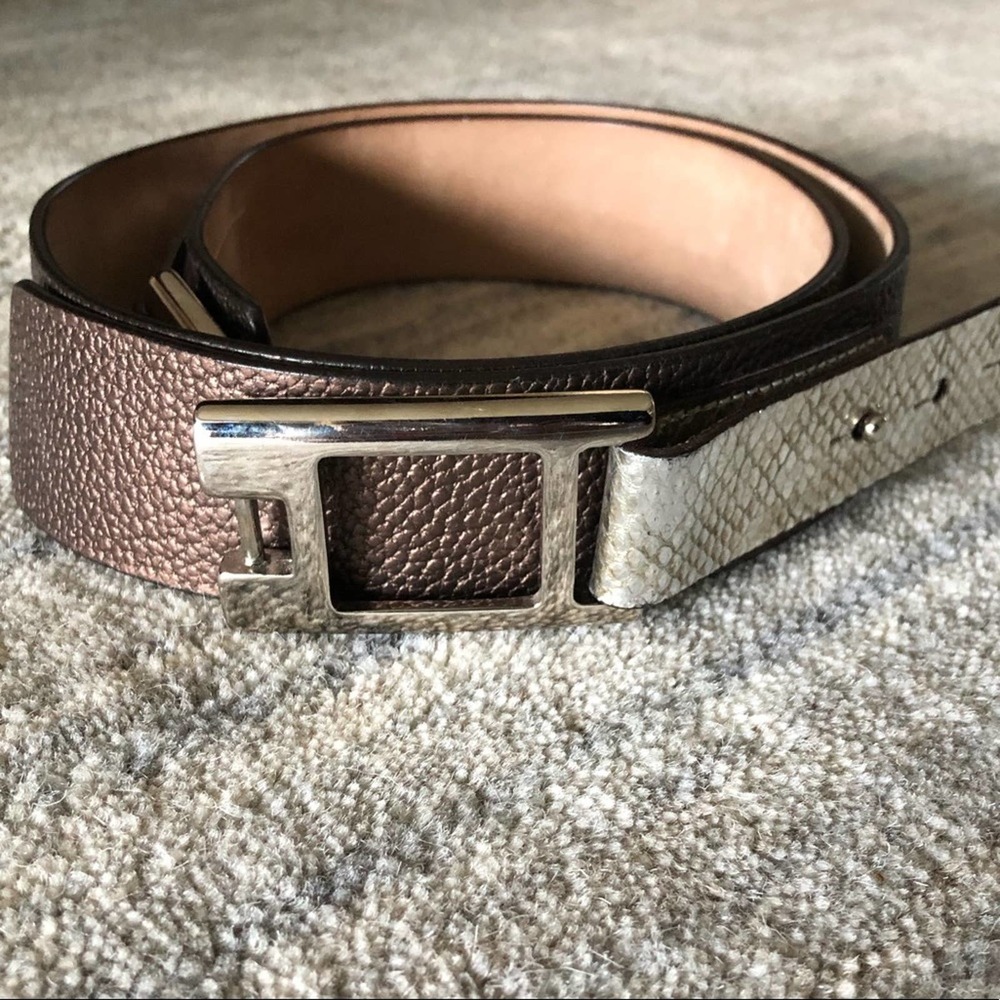 Roberto Mantellassi Leather Silver Bronze Belt